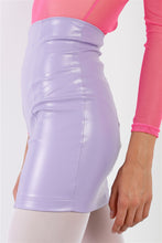 Load image into Gallery viewer, Lavender Faux Leather High Waist Mini Skirt