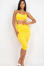 Load image into Gallery viewer, Cut-out Tie Side Crop Top & Ruched Midi Skirt Set