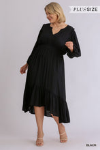 Load image into Gallery viewer, Split Neck Button Front Dolman Sleeve High Low Dress