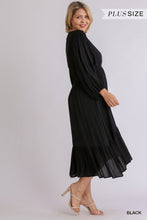 Load image into Gallery viewer, Split Neck Button Front Dolman Sleeve High Low Dress