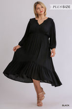 Load image into Gallery viewer, Split Neck Button Front Dolman Sleeve High Low Dress