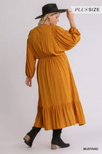 Load image into Gallery viewer, Split Neck Button Front Dolman Sleeve High Low Dress