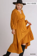 Load image into Gallery viewer, Split Neck Button Front Dolman Sleeve High Low Dress
