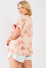 Load image into Gallery viewer, Plus Light Marsala Tie-die Crew Neck Short Folded Sleeve Top
