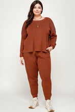 Load image into Gallery viewer, Plus Size Solid Sweater Knit Top And Pant Set