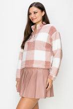 Load image into Gallery viewer, Plaid Zip-up Sweater Jacket