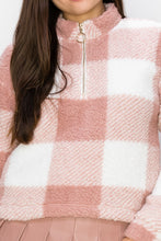Load image into Gallery viewer, Plaid Zip-up Sweater Jacket