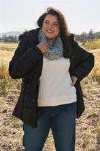 Load image into Gallery viewer, Plus Faux Fur Harness Buckle Belt Detail Long Fitted Puffer Jacket