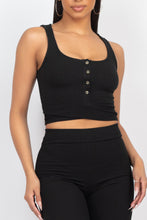 Load image into Gallery viewer, Buttons Scoop Neck Crop Top & Biker Shorts Set