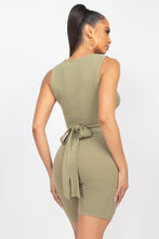 Load image into Gallery viewer, Buttons Scoop Neck Crop Top & Biker Shorts Set