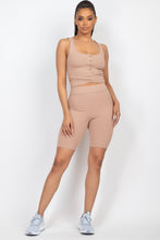 Load image into Gallery viewer, Buttons Scoop Neck Crop Top & Biker Shorts Set