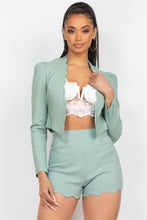 Load image into Gallery viewer, Scallop Hem Blazer Jacket & Mini Shorts Set