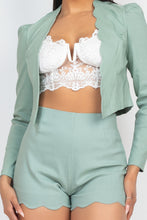 Load image into Gallery viewer, Scallop Hem Blazer Jacket & Mini Shorts Set