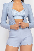 Load image into Gallery viewer, Scallop Hem Blazer Jacket & Mini Shorts Set