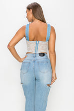 Load image into Gallery viewer, Floral Lace And Denim Crop Top