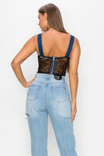 Load image into Gallery viewer, Floral Lace And Denim Crop Top