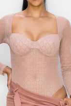 Load image into Gallery viewer, Diamond-patterned Sheer Bodysuit