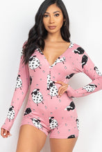 Load image into Gallery viewer, Sheep Print V-neck Button Romper
