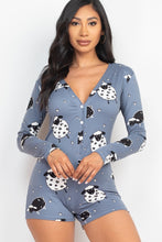 Load image into Gallery viewer, Sheep Print V-neck Button Romper