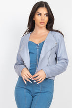 Load image into Gallery viewer, Cropped Zip-up Moto Suede Jacket