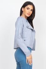 Load image into Gallery viewer, Cropped Zip-up Moto Suede Jacket