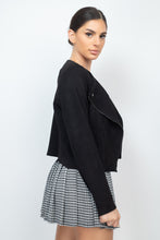 Load image into Gallery viewer, Cropped Zip-up Moto Suede Jacket