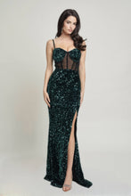 Load image into Gallery viewer, Cecily Teddy Velvet Corset Maxi Dress
