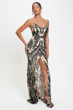 Load image into Gallery viewer, Spaghetti Strap Art Deco Sequins Maxi Dress
