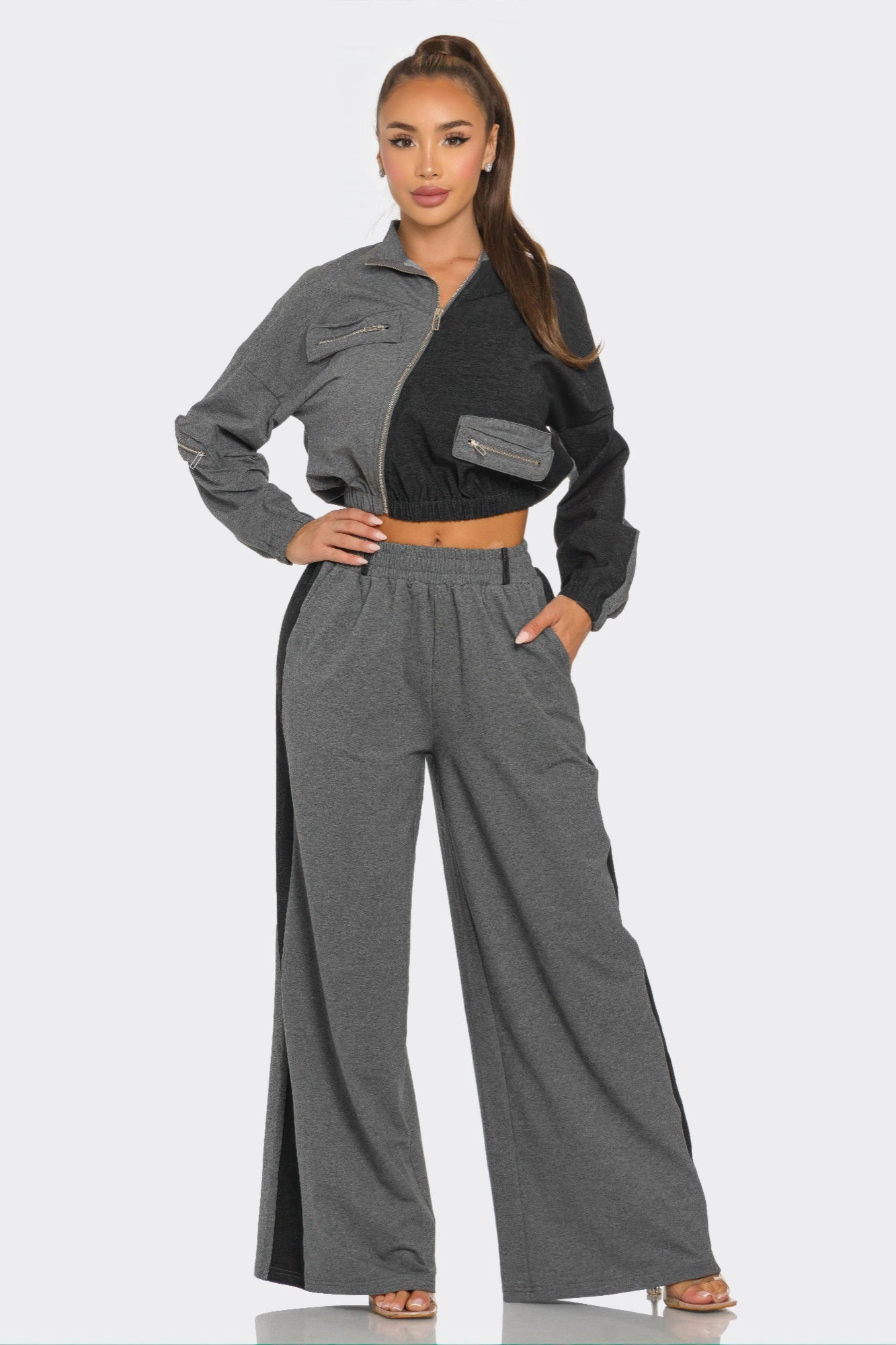 Color Block Pants Set