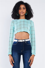 Load image into Gallery viewer, Tiffany Blue Cropped Knit Long Sleeve Sweater
