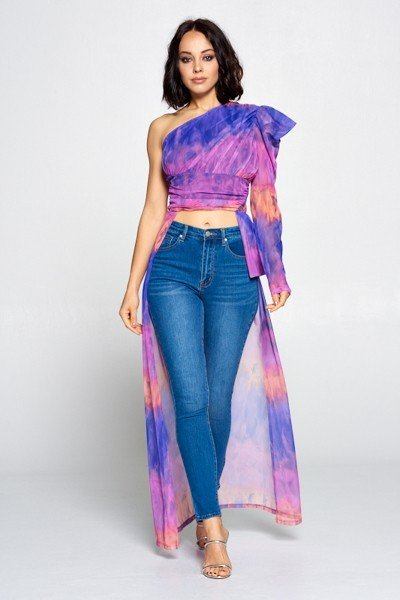 Tie Dye One Shoulder Top