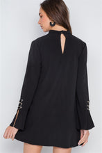 Load image into Gallery viewer, Long Sleeve V-cut Out Solid Mini Dress

