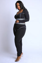 Load image into Gallery viewer, Striped Elastic Reverse Cover Stitch Detailed Set
