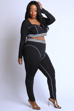 Load image into Gallery viewer, Striped Elastic Reverse Cover Stitch Detailed Set
