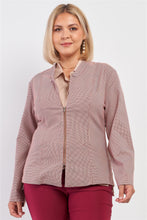 Load image into Gallery viewer, Plus Checkered Houndstooth Pattern Front Zipper Closure Jacket
