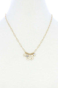 Dainty Star Lighting Bolt Charm Metal Necklace