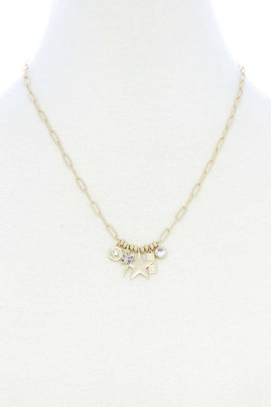 Dainty Star Lighting Bolt Charm Metal Necklace