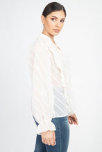 Load image into Gallery viewer, Semi Sheer Ruffle Blouse
