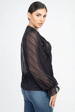 Load image into Gallery viewer, Semi Sheer Ruffle Blouse
