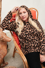 Load image into Gallery viewer, Long Sleeve Hoodie Knit Leopard Print Top
