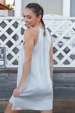 Load image into Gallery viewer, Silver Dust Satin Front Lace Up Grommet Studded Mini Dress
