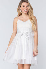 Load image into Gallery viewer, Lace Stiff Meshed Cami Mini Dress
