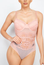 Load image into Gallery viewer, Sheer Lace Floral Padded Bodysuit
