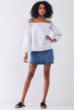 Load image into Gallery viewer, White Multi Shoulder Stitches Off-the-shoulder Long Balloon Sleeve Top
