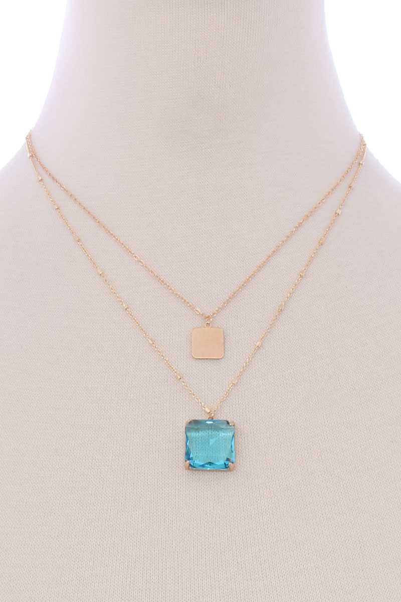 2 Layered Square Pendant Necklace