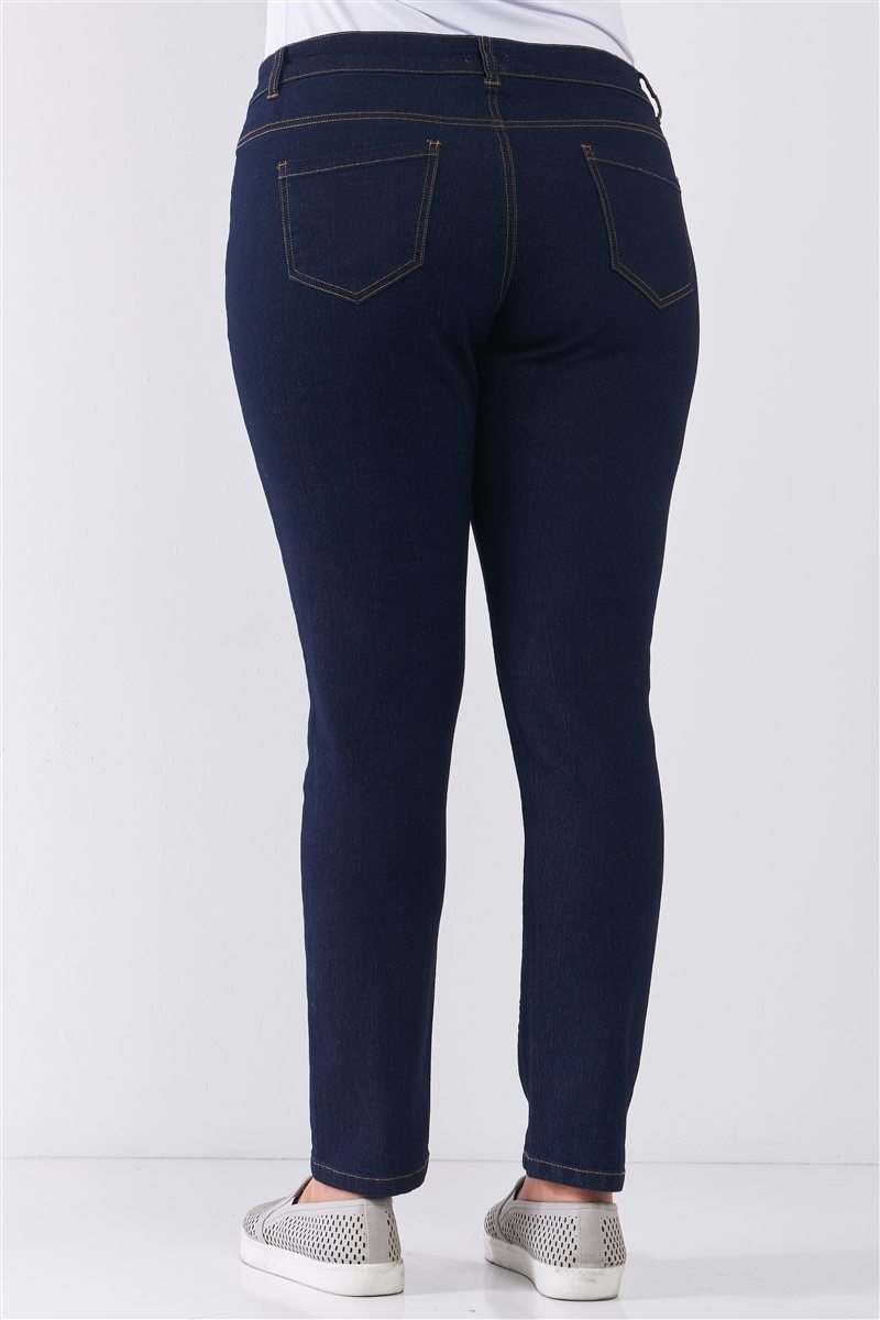 Plus Dark Blue Denim Mid-rise Skinny Jeans