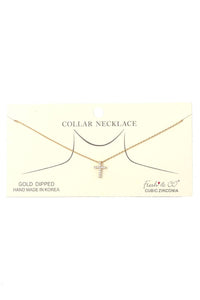 Dainty Rhinestone Cross Charm Collar Necklace
