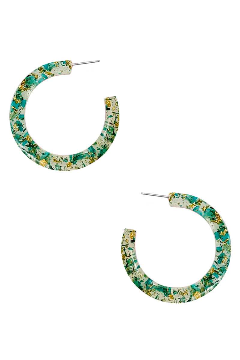 Clear Flower Hoop Earring