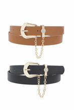 Load image into Gallery viewer, Rhinestone Circle Pave Chain Looped Duo Buckle Belt
