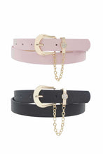 Load image into Gallery viewer, Rhinestone Circle Pave Chain Looped Duo Buckle Belt
